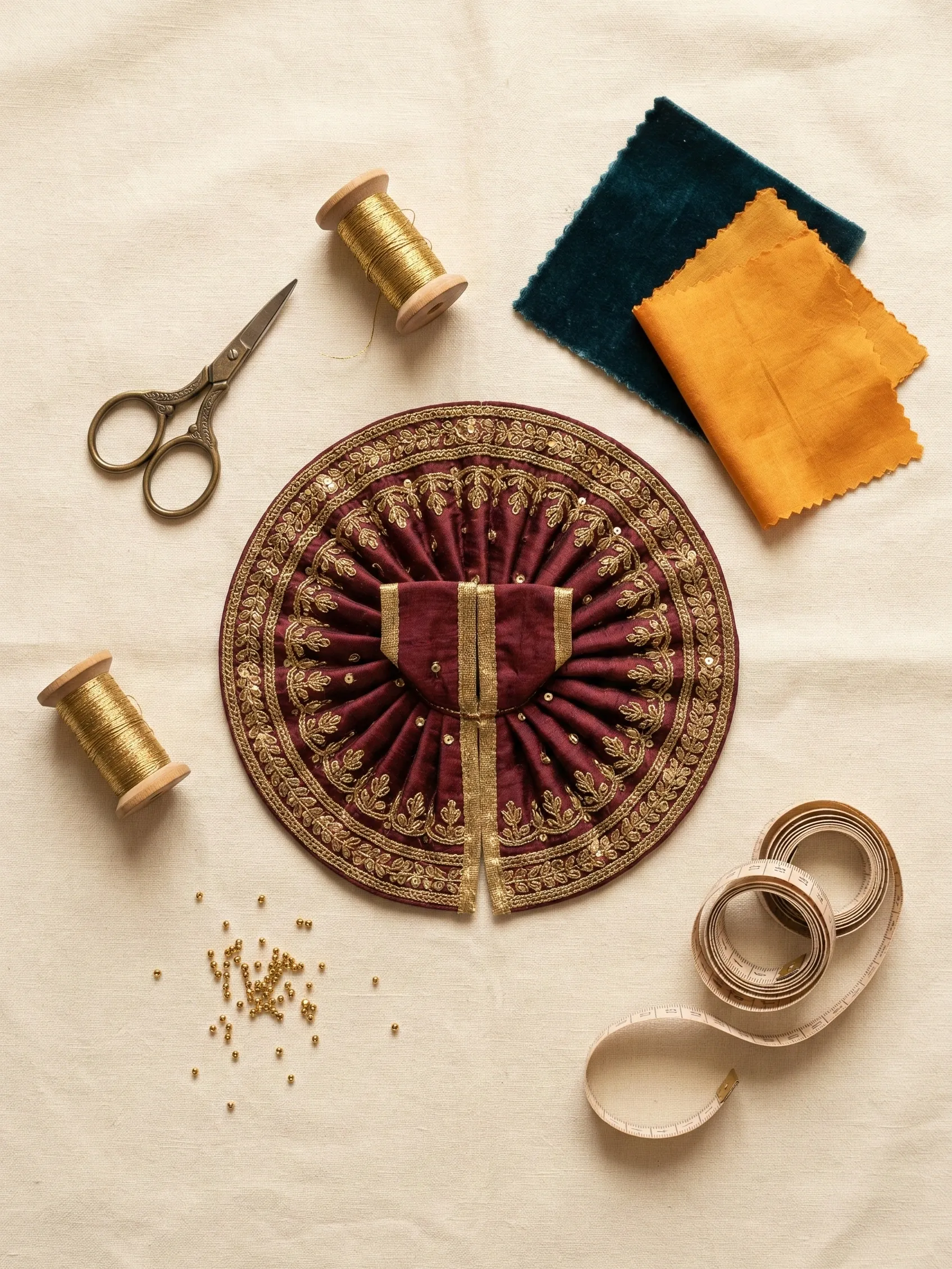 Sample bespoke Laddu Gopal poshak handcrafted to a custom design order at Gopalji Fashion