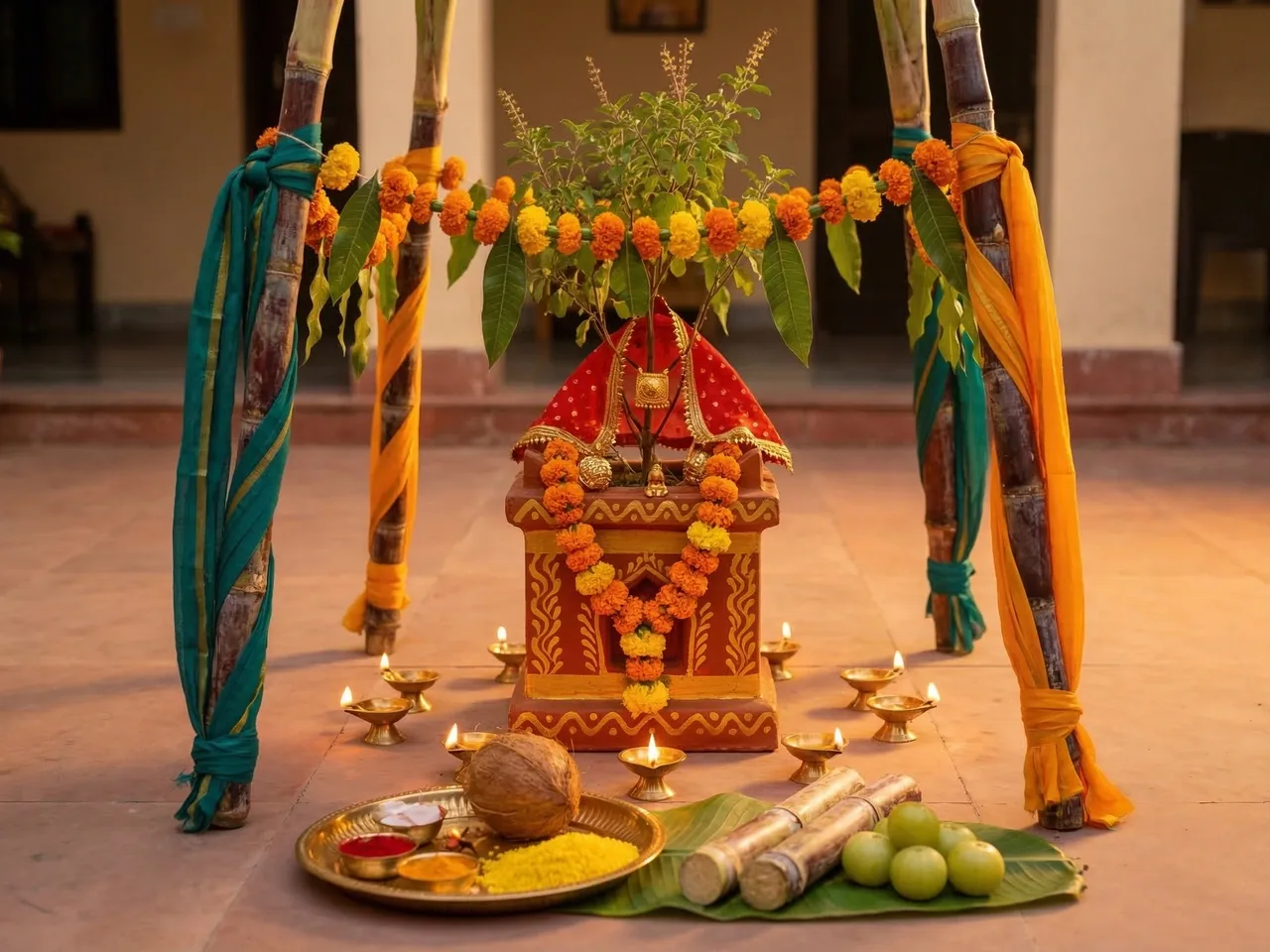 Dev Uthani Ekadashi Laddu Gopal poshak: Bright festive silk with tulsi mala, Tulsi Vivah wedding theme