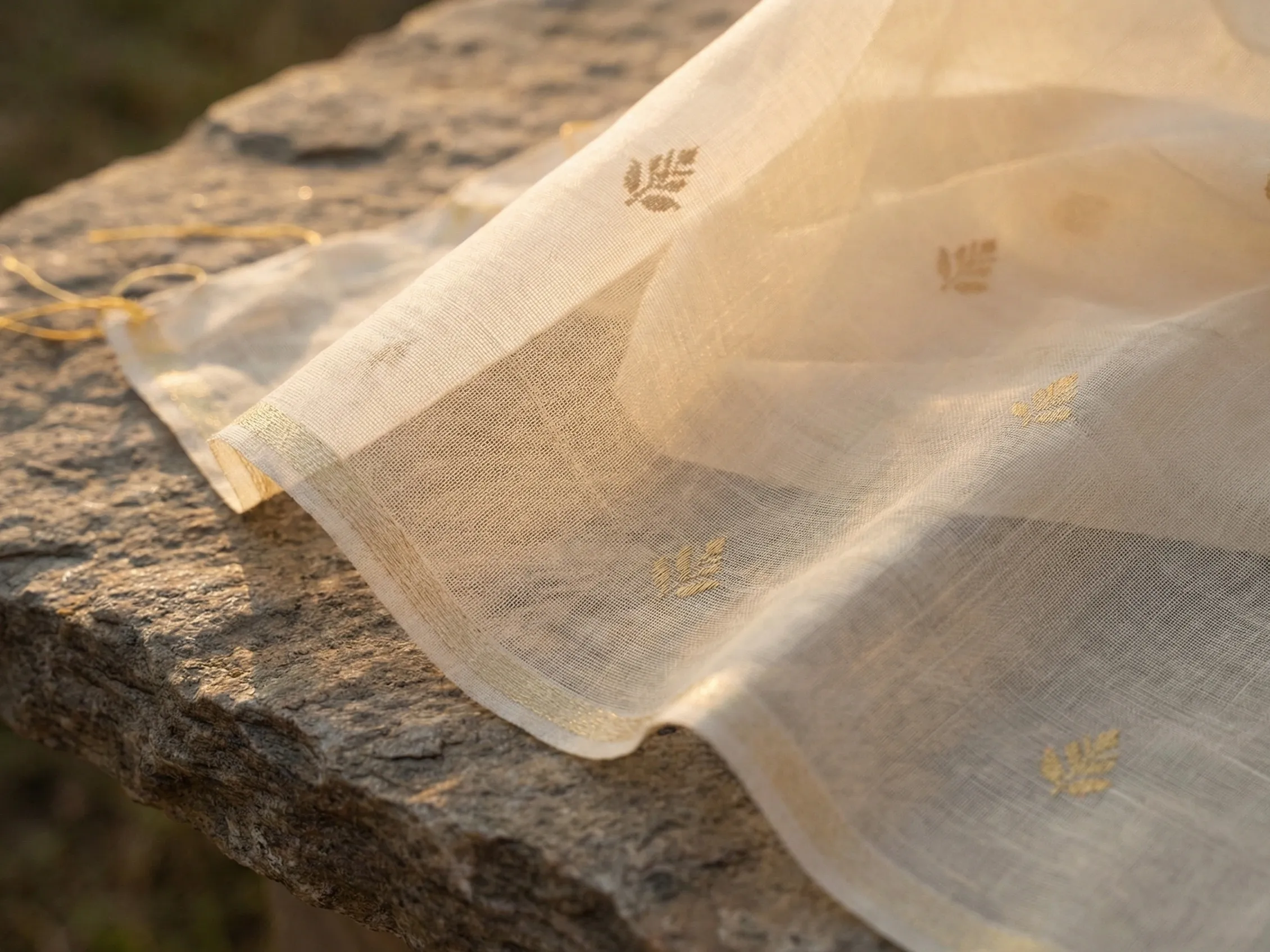 Close-up of chanderi fabric used in premium Laddu Gopal poshak at Gopalji Fashion