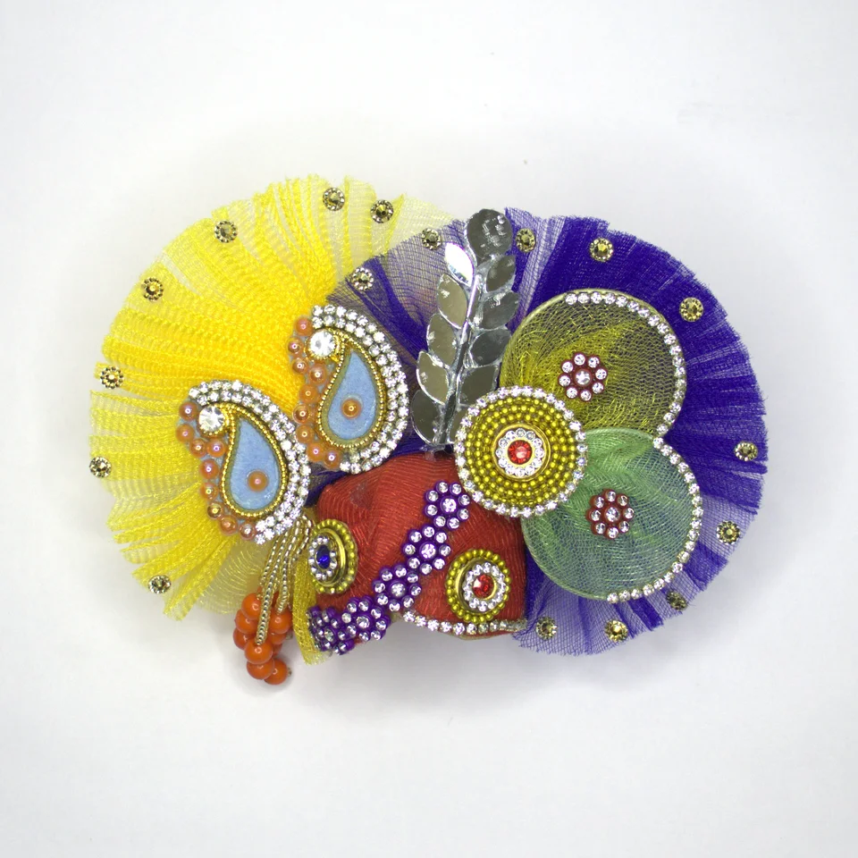 Multicolor Net Shringar with Crown and Sash - Mukut