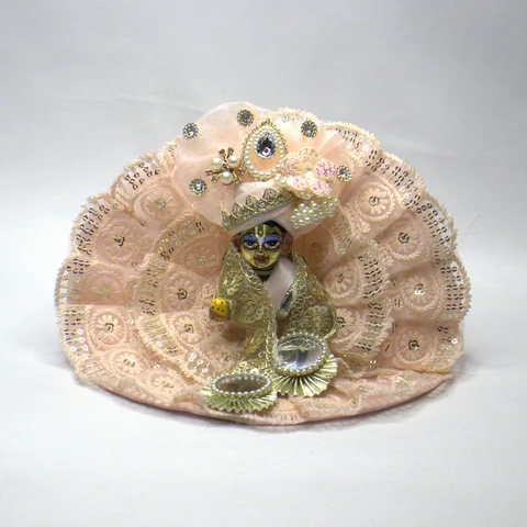 Peach Net with Golden Sequin Lace and Pearl - Main